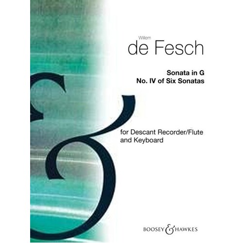 Fesch - Sonata In G Descant Recorder Or Flute/Piano (Softcover Book)