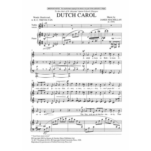 Dutch Carol Unis/Piano Book
