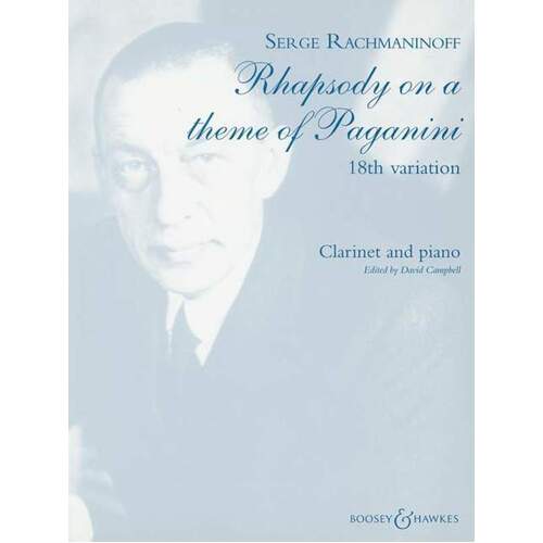 Rhapsody On A Theme Of Paganini Clarinet W/Piano (Softcover Book)