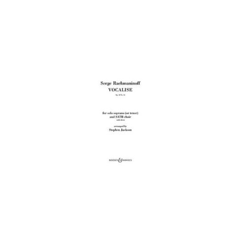 Vocalise Choral Score for Soprano or Tenor and Mixed Choir by Rachmaninoff, arranged by Stephen Jackson, with piano accompaniment