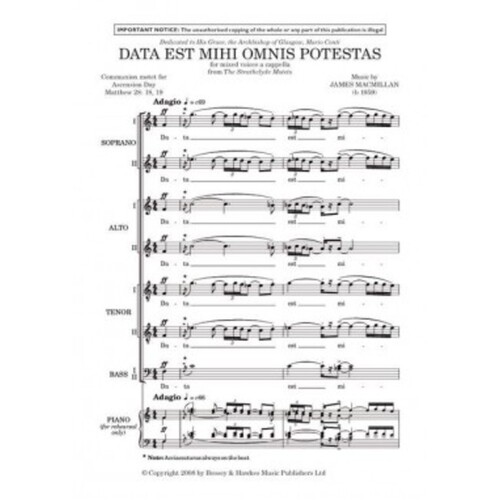 Data Est Mihi Omnis Potestas SSAATTBB A Cappella (Octavo) Book