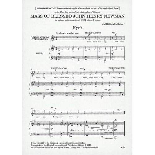 Mass Of Blessed John Henry Newman SATB Book