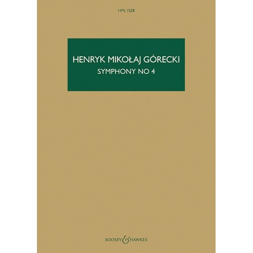 Gorecki - Symphony No 4 Op 85 Study Score Book