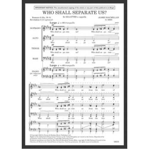 Who Shall Separate Us? SSAATTBB A Cappella by James MacMillan