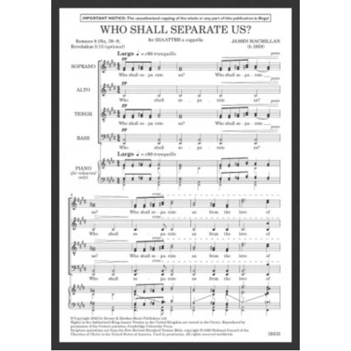 Who Shall Separate Us? SSAATTBB A Cappella by James MacMillan