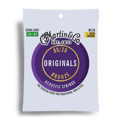 Martin M170 Extra Light 80/20 Bronze Acoustic Guitar String Set (10-47)