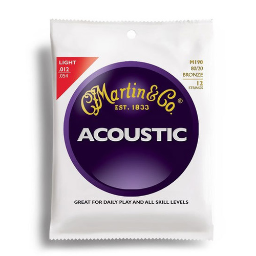 Martin Traditional 80-20 Bronze Light 12 String Guitar String Set (12-54)