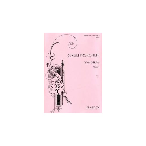 4 Pieces Op. 4 for Piano by Sergei Prokofieff, Published by Simrock, 1 Page