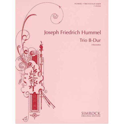 Hummel - Trio In B Flat For 3 Clarinets (Softcover Book)