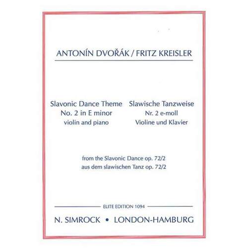 Slavonic Dance Theme No 2 Violin/Piano (Softcover Book)