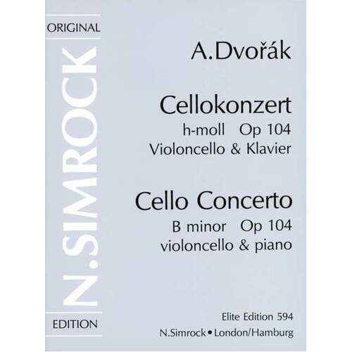 Concerto In B Minor Op 104 Vc/Piano Book