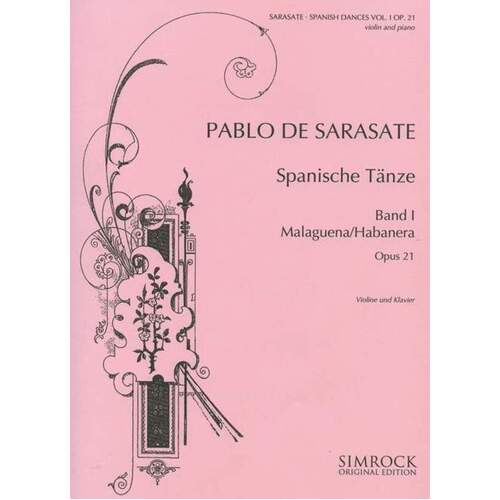 Sarasate - Spanish Dances Book 1 Op 21 Violin/Piano (Softcover Book)