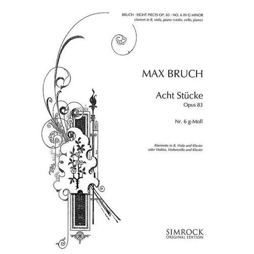Bruch - 8 Pieces Op 83 No 6 G Minor Violin/Viola/Piano (Softcover Book)