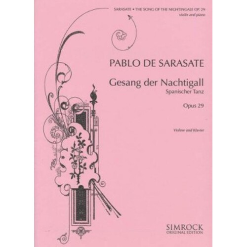 Sarasate - Song Of The Nightingale Op 29 Violin/Piano (Softcover Book)