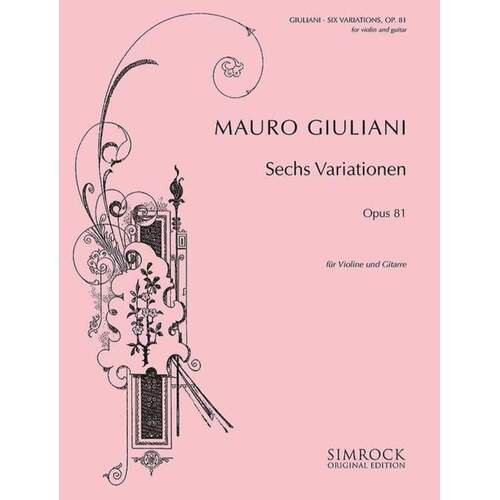 6 Variations In A Major Op 81 Violin/Guitar Book