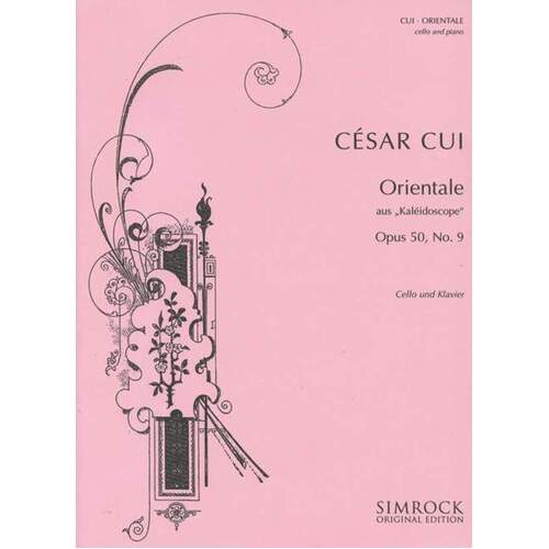 Cui - Orientale Op 50 No 9 Cello/Piano (Softcover Book)