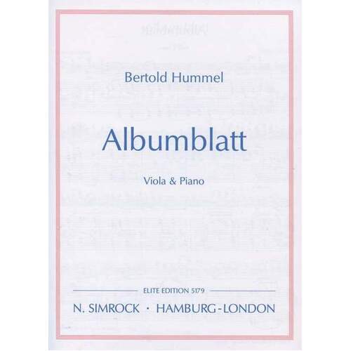 Albumblatt Vla/Piano Book