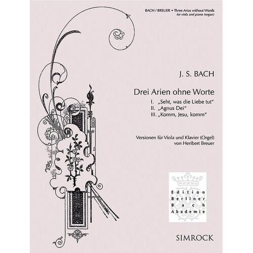 Bach - 3 Arias Without Words Viola/Piano (Softcover Book)