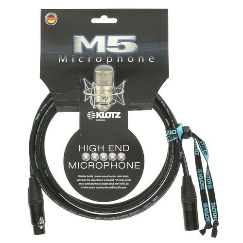 Klotz M5FM10 Microphone Cable Double Bare Copper Spiral Shield Neutrik XLR - 10m