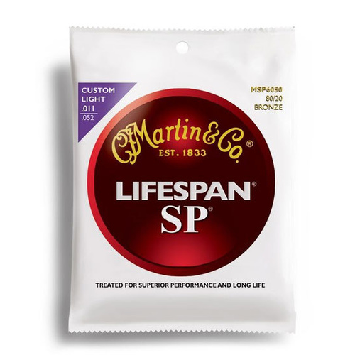 Martin SP Lifespan 80-20 Bronze Custom Light Guitar String Set (11-52)