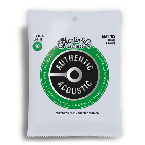 Martin Authentic Acoustic Marquis Silked Extra Light 80/20 Bronze Guitar String Set MA170S (10-47)