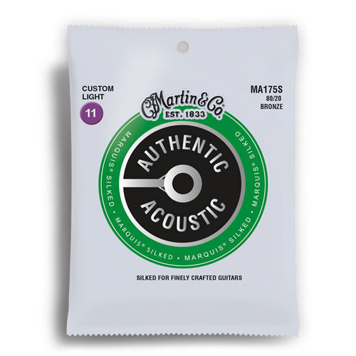 Martin Authentic Acoustic Marquis Silked 80/20 Bronze Custom Light Guitar String Set MA175S (11-52)