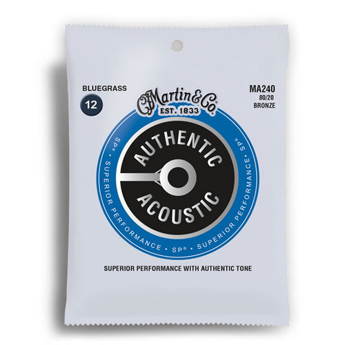 Martin Authentic Acoustic SP 80/20 Bronze Bluegrass Guitar String Set MA240 (12-56)