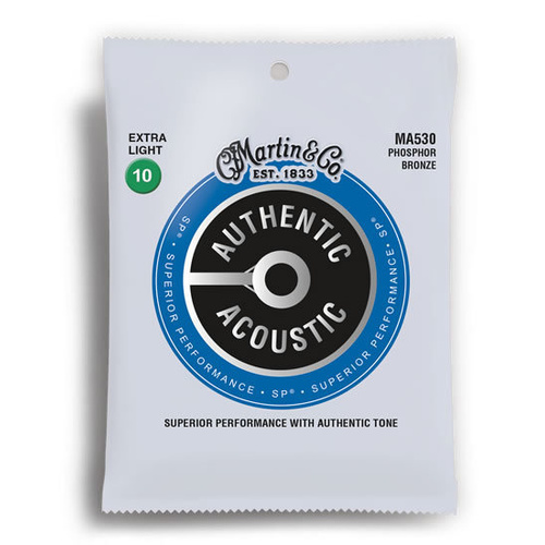 Martin Authentic Acoustic SP 92/8 Phosphor Bronze Extra Light Guitar String Set MA530 10-47