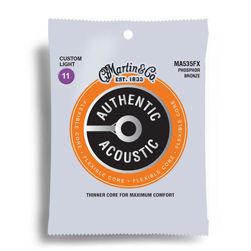 Martin Authentic Acoustic Flexible Core 92/8 Phosphor Bronze Custom Light Guitar String Set MA535FX (11-52)