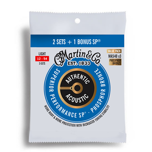 Martin Value 3-Pack Authentic Acoustic SP 92/8 Light Guitar String Set (12-54)