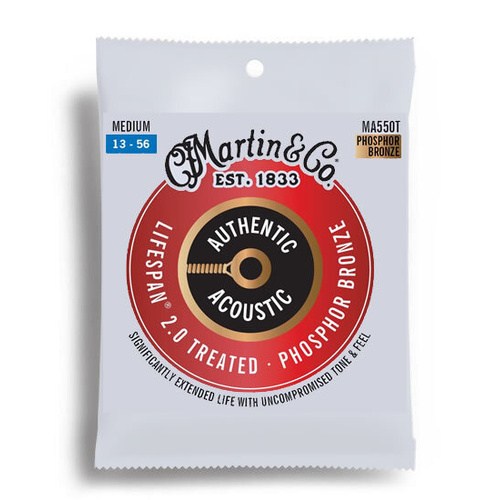 Martin Authentic Acoustic Lifespan 2.0 Phosphor Bronze Light Guitar String Set MA550T 13-56