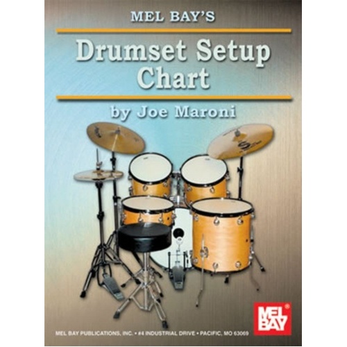 Drumset Setup Chart by Mel Bay Publications - 4 Pages with 48 Pictures and Step-by-Step Instructions for Assembly and Tuning