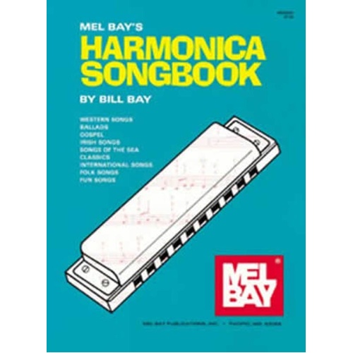 Harmonica Songbook by William Bay - 121 Songs for 10-Hole Diatonic Harmonica in C with Guitar Chords, 80 Pages, Mel Bay Publications