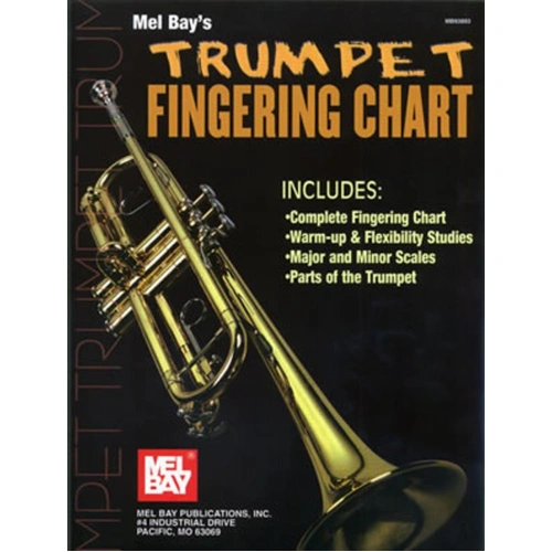 Trumpet Fingering Chart by Mel Bay Publications, 3 Pages, Includes Chromatic, Major and Minor Scale Studies