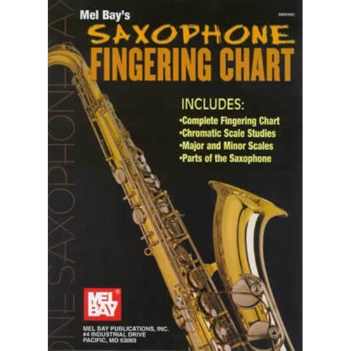 Saxophone Fingering Chart with Scale Studies and Diagrams, Laminated, 4 Pages
