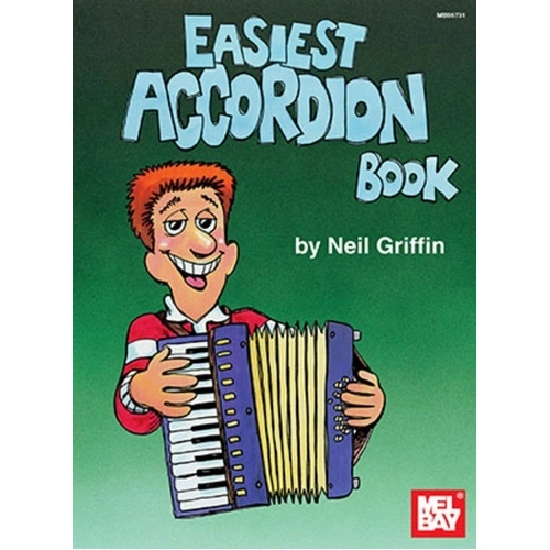 Easiest Accordion Book by Neil Griffin, 32 Pages, Mel Bay Publications, 12-Bass Accordion, 27 Easy Solos for Beginners