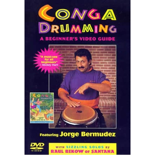 Conga Drumming Beginner's Video Guide DVD by Jorge Bermudez, 1 Hour Instruction on Authentic Techniques and Styles