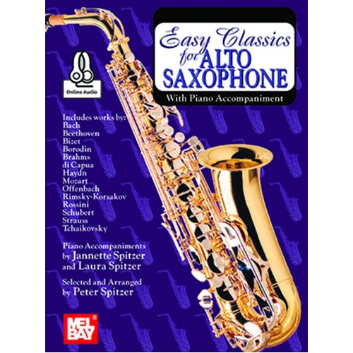 Easy Classics for Alto Sax with Piano Accompaniment Book
