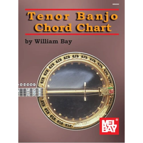 Tenor Banjo Chord Chart by William Bay - Essential chords for C-G-D-A tuning, suitable for tenor mandola, unfolds to 17.5" x 11.75".