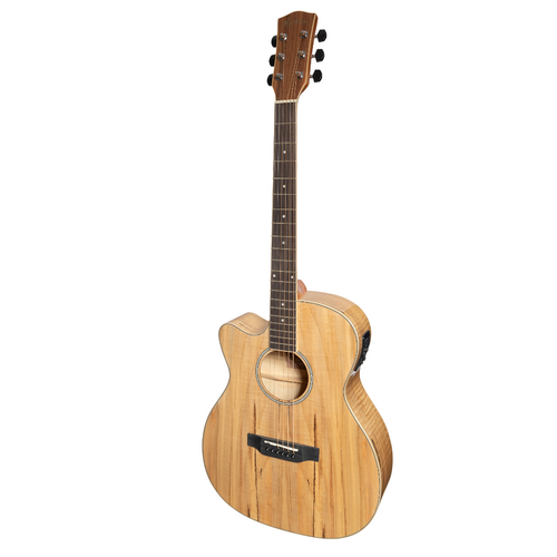 Martinez 31 Series Spalted Maple Acoustic-Electric Babe Traveller Guitar Natural Gloss MBT-31SM-NGL