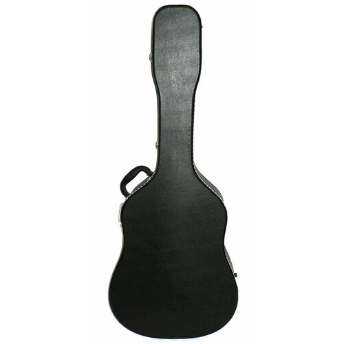 MBT Wooden Dreadnought Acoustic Guitar Case Black with Chrome Hardware