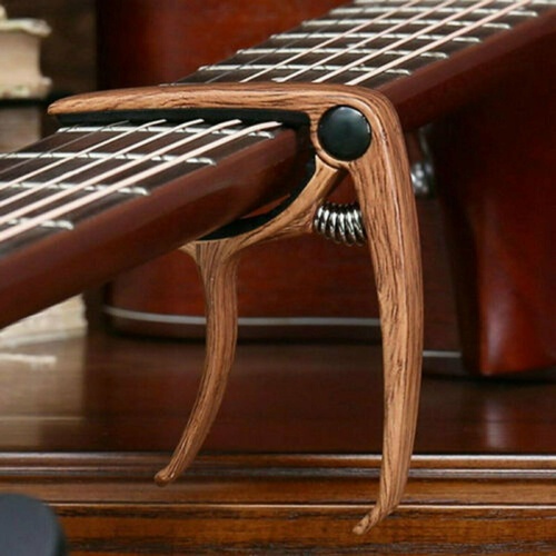 Alloy Quick Change Grain Clamp Key Capo Wood For Acoustic Electric Guitar Bass