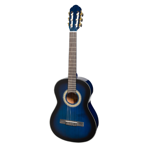 Martinez G-Series 3/4 Size Electric Classical Guitar with Tuner Blue-Gloss MC-34GT-BLS