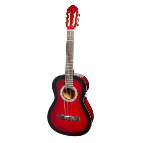 Martinez G-Series 3/4 Size Electric Classical Guitar with Built-in Tuner, Trans Wine Red-Gloss, Model MC-34GT-TWR