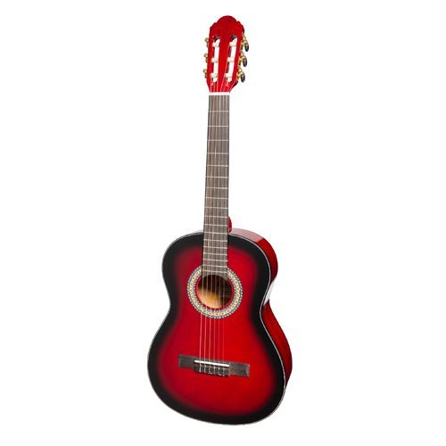 Martinez G-Series 3/4 Size Electric Classical Guitar with Built-in Tuner - Trans Wine Red Gloss