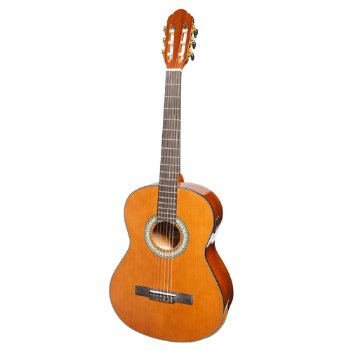 Martinez G-Series Left Handed Full Size Classical Guitar with Tuner (Natural-Gloss)