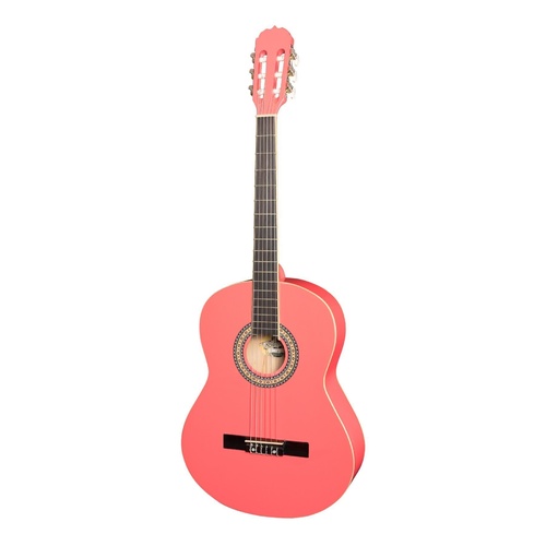 Martinez "Slim Jim" Full Size Beginner Slim Neck Classical Guitar (Hot Pink)