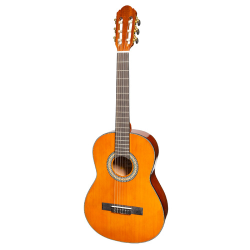 Martinez Slim Jim G-Series 3/4 Size Classical Guitar with Built-in Tuner Amber Gloss MC-SJ34GT-AMB