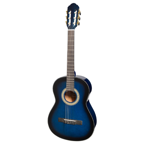 Martinez Slim Jim G-Series 3/4 Size Classical Guitar with Built-in Tuner Blue-Gloss MC-SJ34GT-BLS