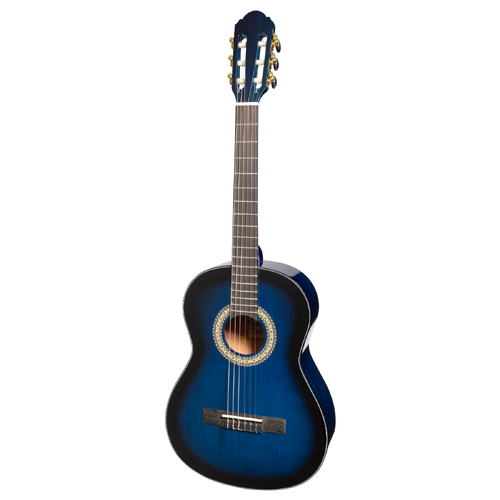 Martinez Slim Jim G-Series 3/4 Size Classical Guitar with Built-in Tuner - Blue Gloss